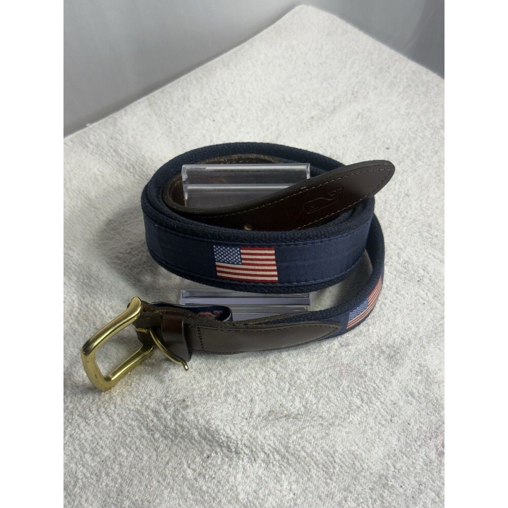 Vineyard Vines American Flags Silk Canvas Club Belt Mens SZ 52